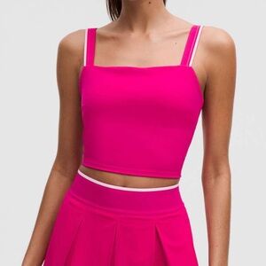 Lululemon Square-Neck Cropped Tennis Tank Top | Passionate/White | Sz 8